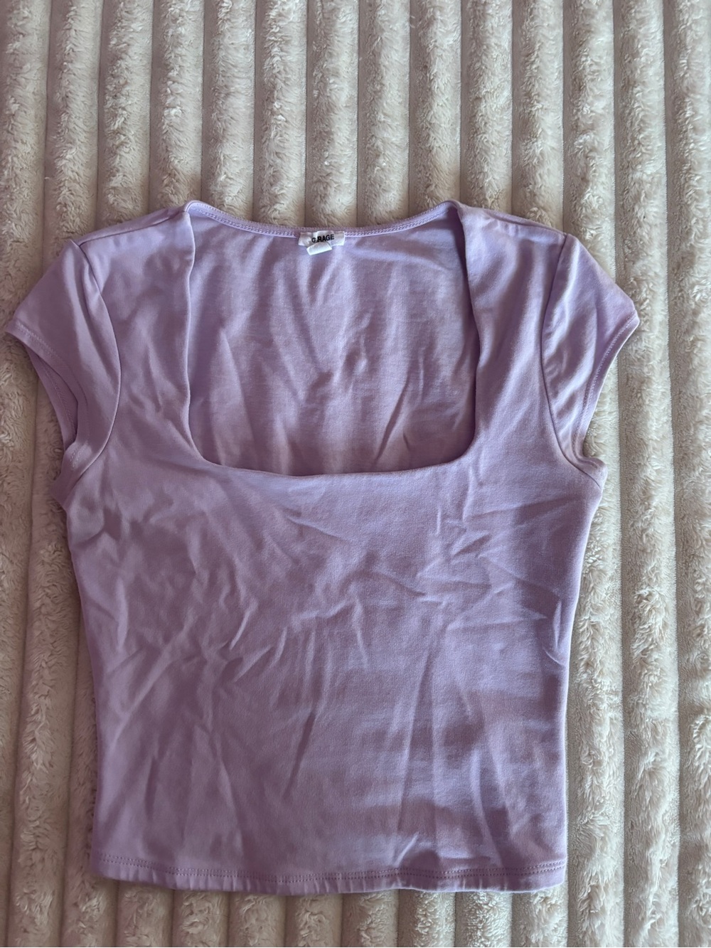 Garage Lilac Scoop Neck Women's Top - Casual Short Sleeve